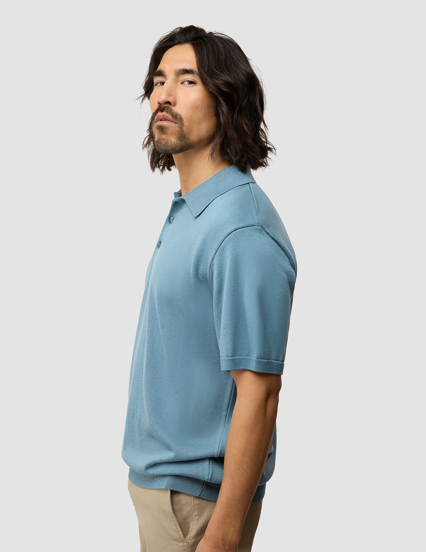 Everyday Knit Short Sleeve Polo Blue Mirage